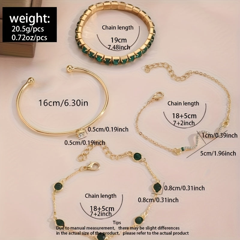 Boho Luxe Green & Gold Bracelet Set