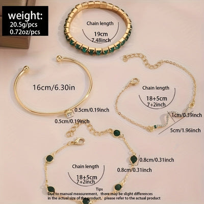 Boho Luxe Green & Gold Bracelet Set
