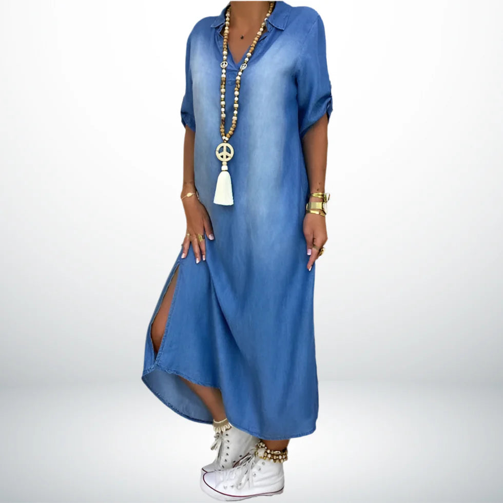 Lea™ Casual Denim Maxi Dress