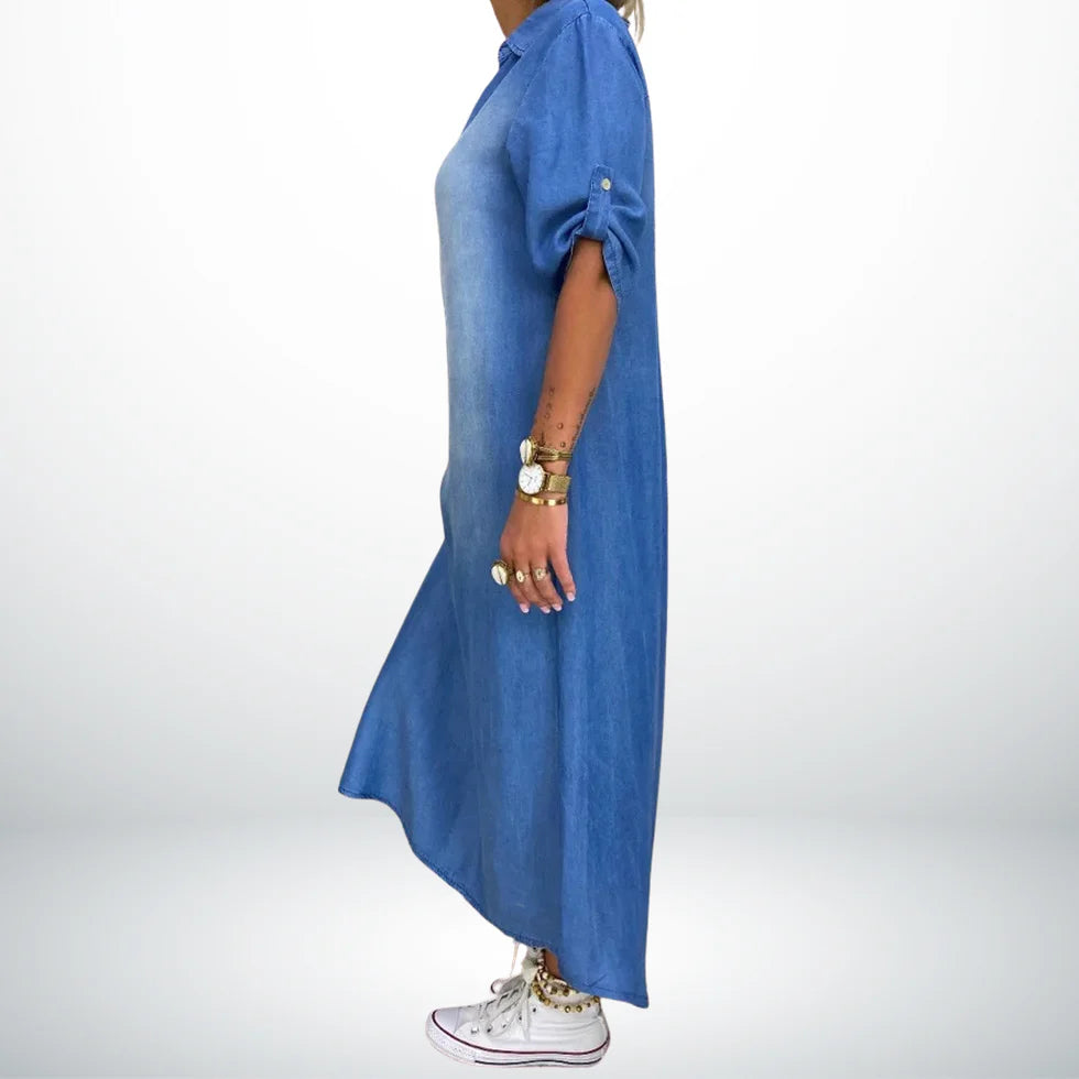 Lea™ Casual Denim Maxi Dress